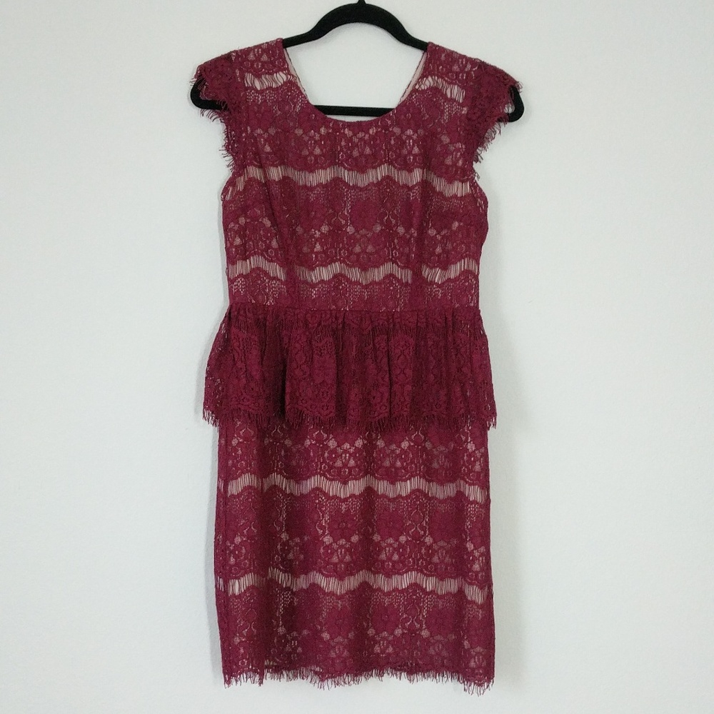 Anthropologie Maeve Elsa Peplum Sheath Lace Dress